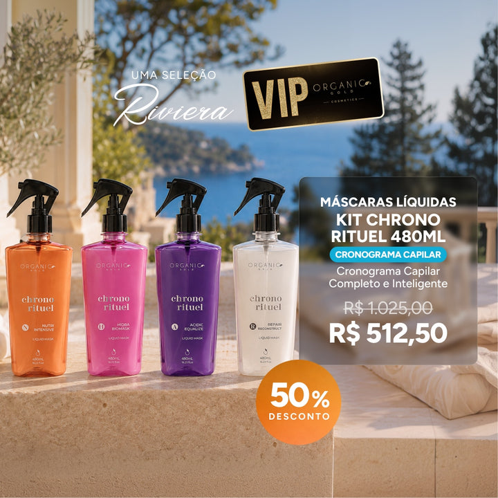 Kit Chrono Rituel Organic Gold - Cronograma Capilar Completo 4 Máscaras Líquidas 480ml
