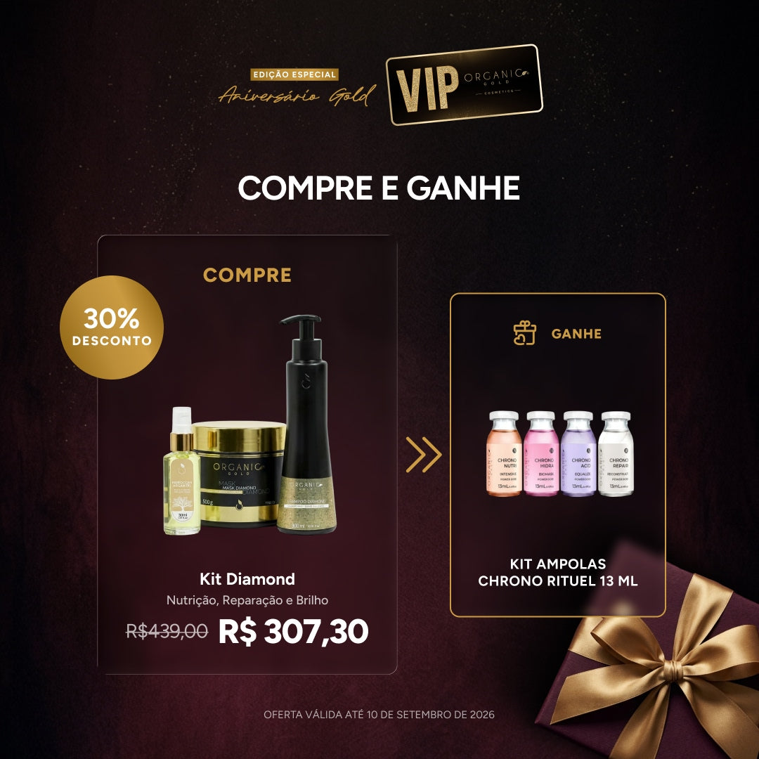 Kit Diamond Organic Gold - Nutrição, Reparação e Brilho