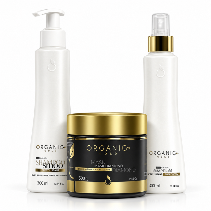 Kit Liso Perfeito Premium Organic Gold - Controle de Frizz e Efeito Alinhado