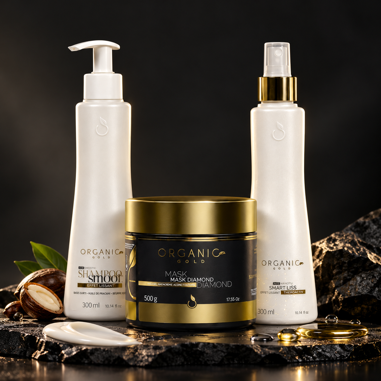 Kit Liso Perfeito Premium Organic Gold - Controle de Frizz e Efeito Alinhado