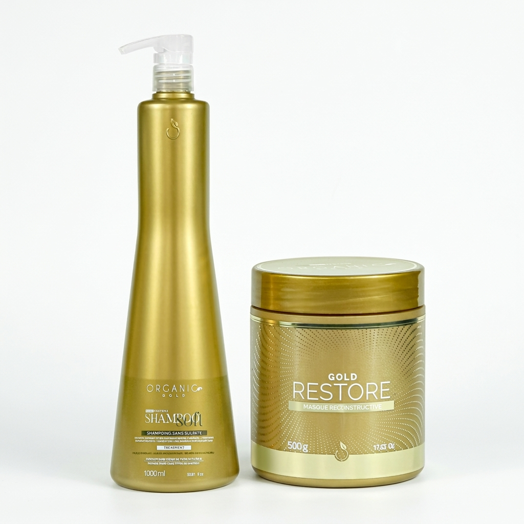 Kit Gold Restore Organic Gold | Shampoo Soft 1L + Máscara Reparadora 500g