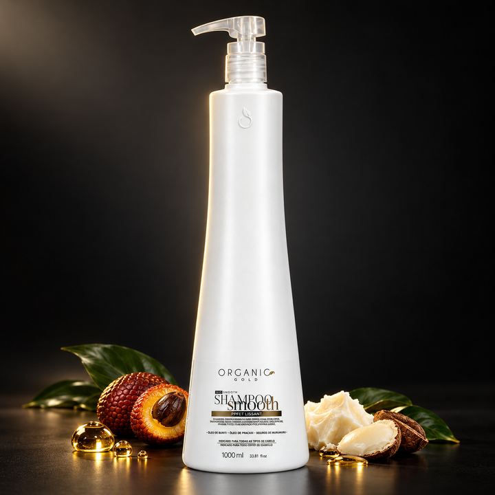 Shampoo Smooth Organic Gold - Limpeza Suave e Antifrizz de Longa Duração 1L
